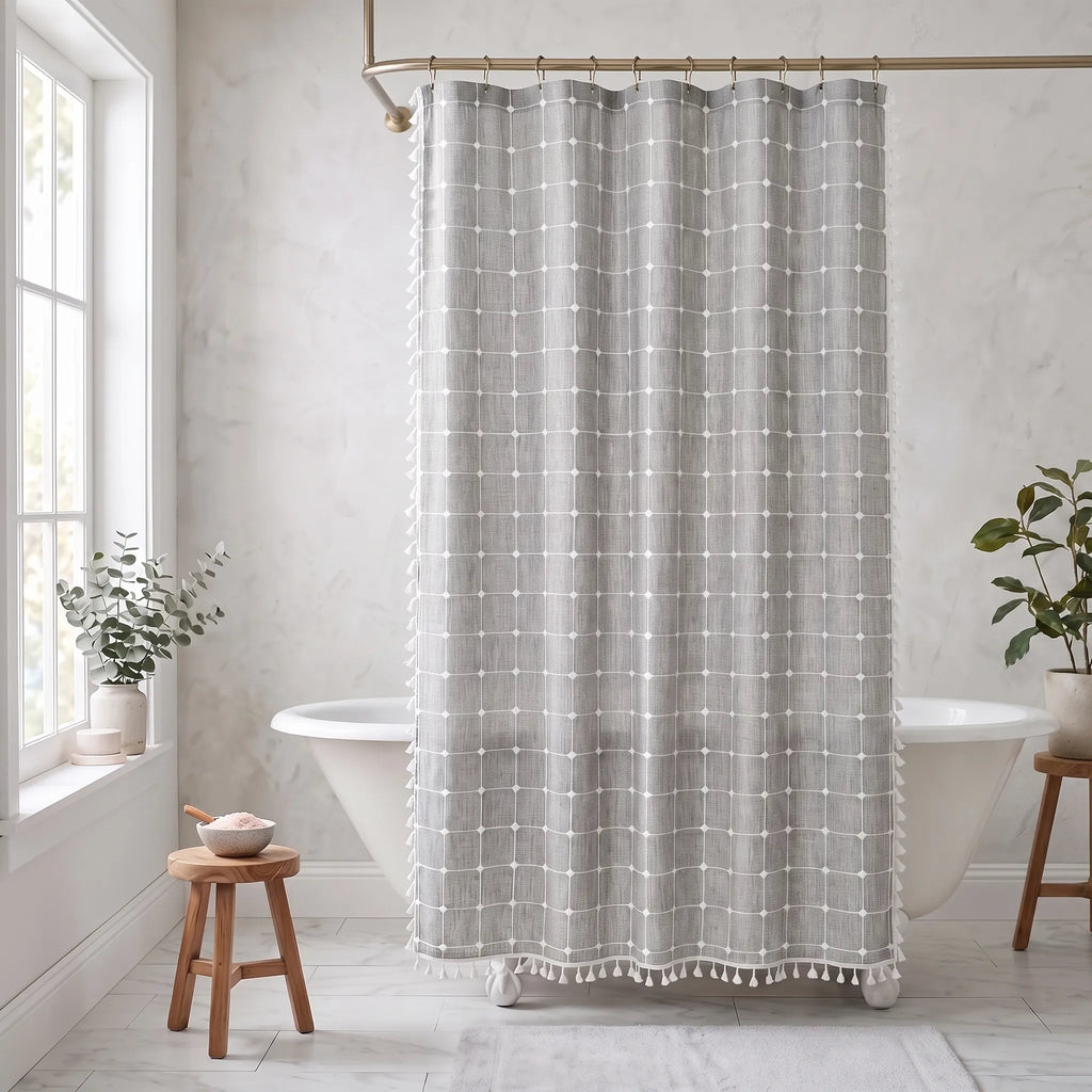 Cascoda - Woven Bohemian Shower Curtain Updating Bathroom Interiors