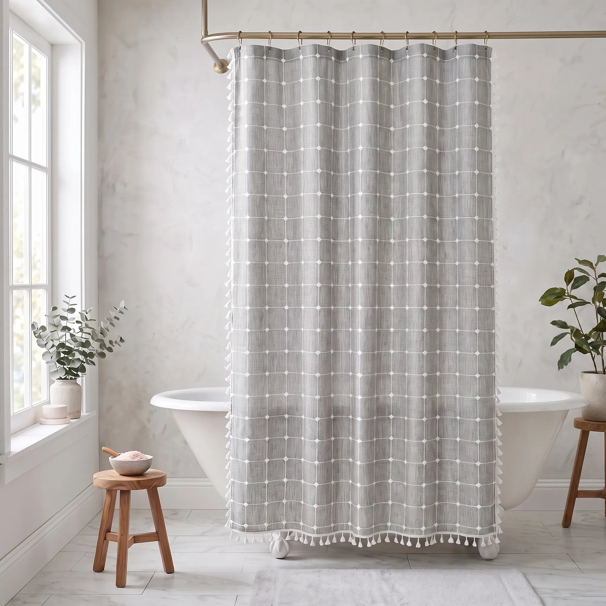 Cascoda - Woven Bohemian Shower Curtain Updating Bathroom Interiors