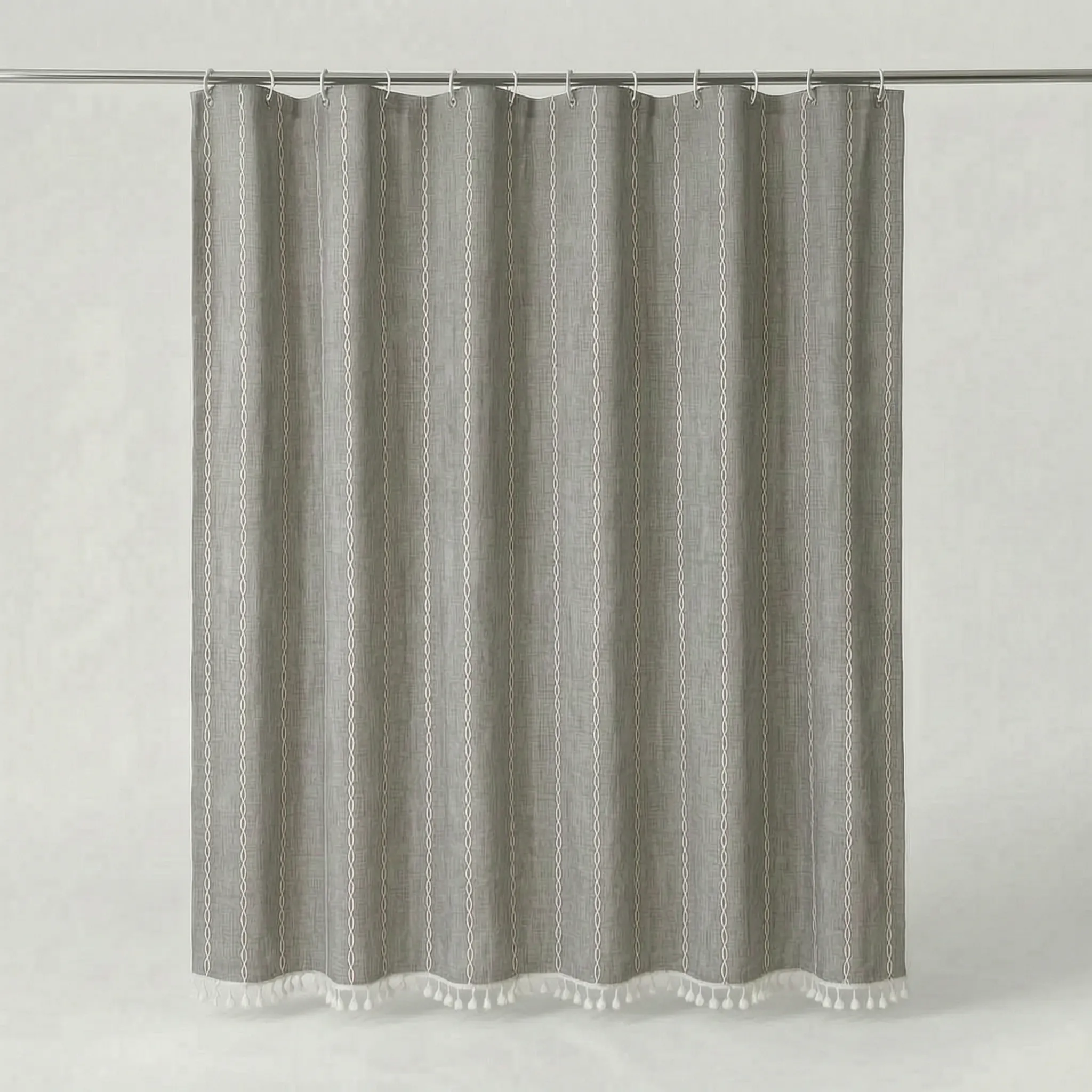 Cascoda - Woven Bohemian Shower Curtain Updating Bathroom Interiors