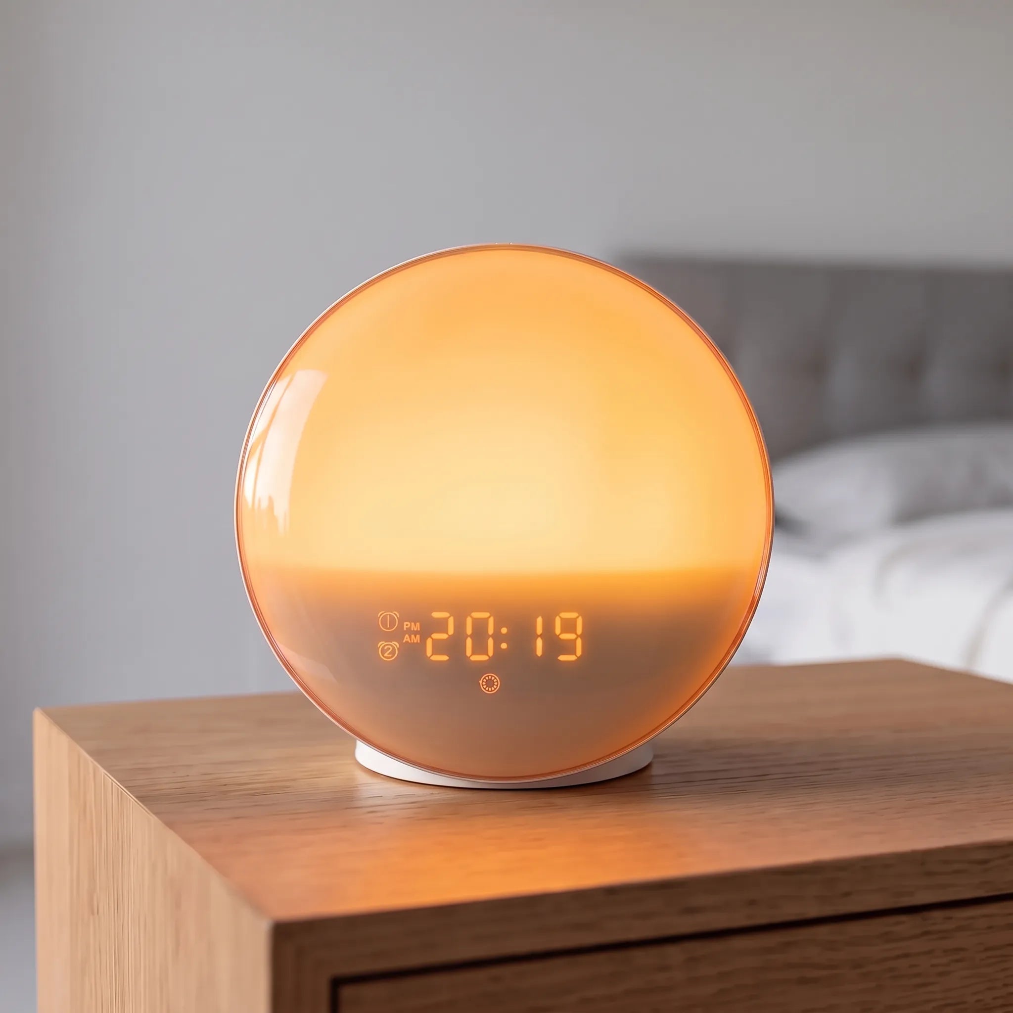 DawnGlow - Round Digital Sunrise Alarm Clock Gradual Morning Waking